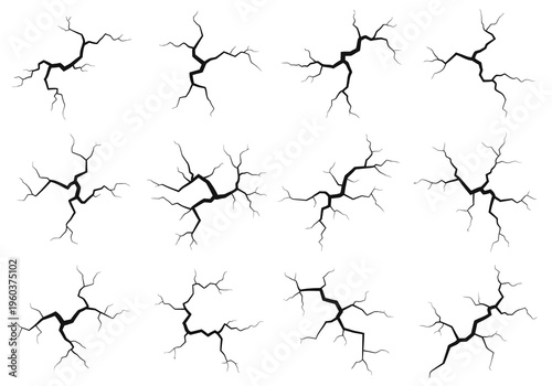 Cracked Surface Textures Set of 12 Realistic Grungy Ground and Wall Break Patterns