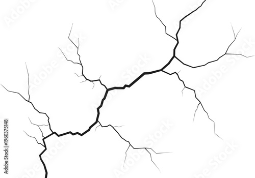 Abstract background of a branching crack pattern against a white backdrop, representing damage or stress