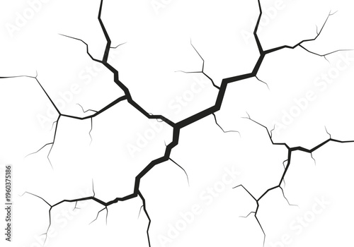 Abstract illustration of a web of fine cracks spreading across a white background, symbolizing damage or fissures