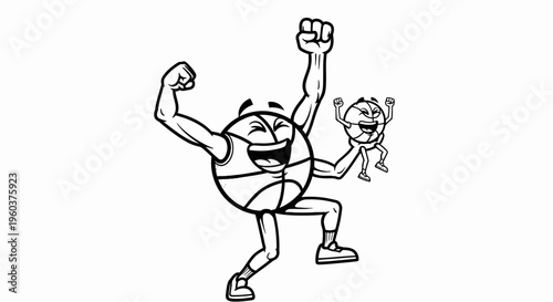 Dynamic illustration of a basketball player dunking with two teammates cheering enthusiastically, surrounded by colorful lightning bolts against a vibrant geometric background.