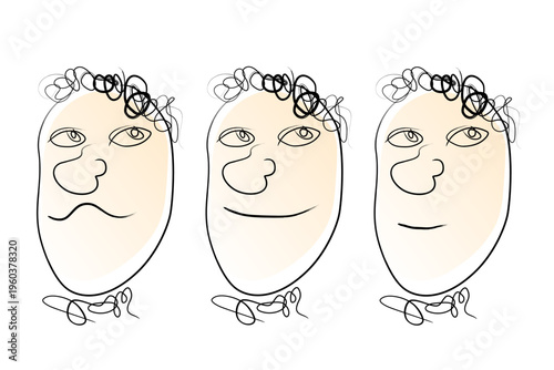 Minimalist cartoon face characters set, hand-drawn vector art