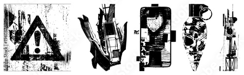 Hazard warning sign featuring exclamation mark, caution symbol, alert, safety marker, industrial warning, risk indicator, danger sign.