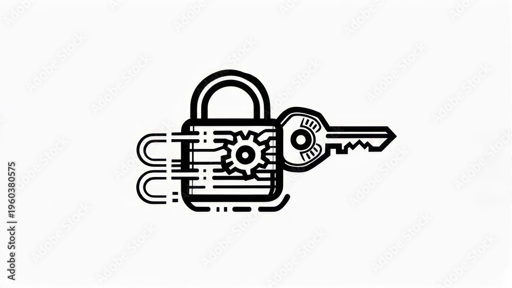 Obraz premium Lock and Key Security Icon - Data Protection and Access Control.