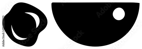 Stylized graphic of a minimalist eye with pupil and tear drop form, vector illustration, flat design, isolated elements, modern.