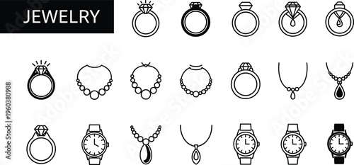 Jewelry collection rings necklaces bracelets and watches