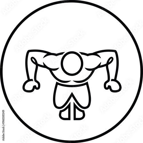 push up exercise icon, fitness workout symbol, bodyweight training silhouette, strength routine illustration, gym activity line vector design