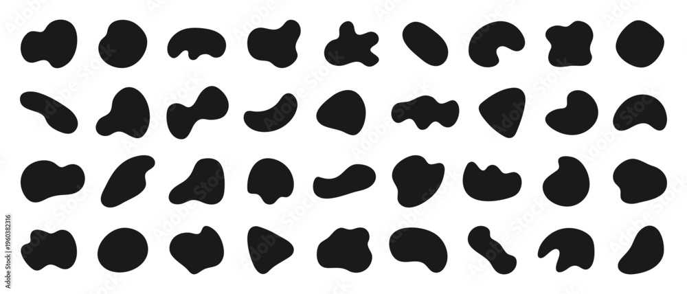 Fototapeta premium Abstract Organic Liquid Shapes and Black Fluid Blobs