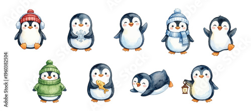 cute little penguin kawaii pose