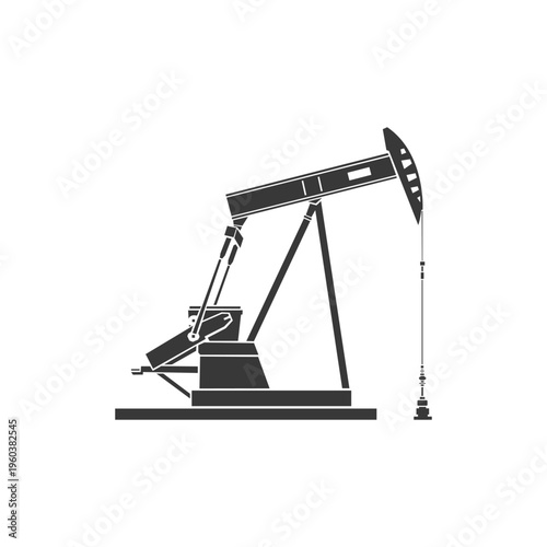 Pumpjack oil vector silhouette stencils graphic. Vintage oil pump machine illustration design