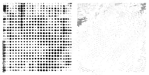 Geometric heart motif rendered via halftone dot density, vector graphic with alpha channel, isolated foreground, digital art, modern minimalist design.