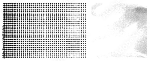 Vector graphic displaying halftone dots fading from tight clusters to sparse distribution, ideal for print design, texture, or digital art backgrounds.