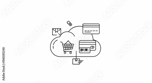 E-commerce shopping online concept illustration.