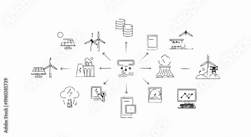 Sustainable energy concept with icons.