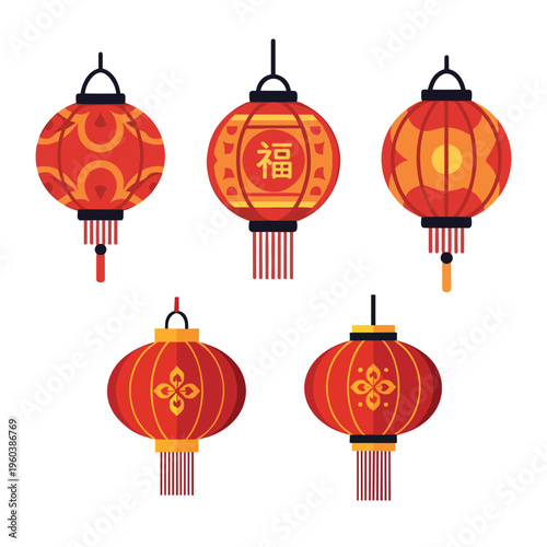 Chinese Lantern Set for Lunar New Year Festival Decoration