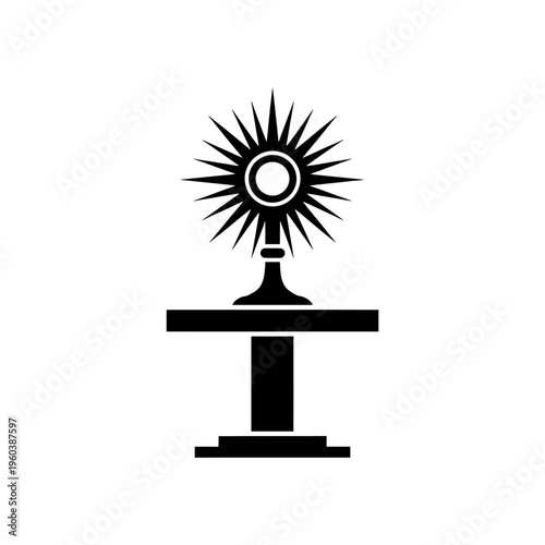 Monstrance Religious Symbol on Altar for Spiritual Devotion and Holy Sacrament