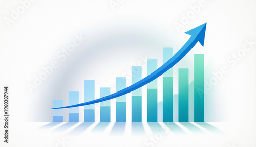 Free Download Business growth chart with blue arrow and bars on white background showing progress and success - GFXLoad