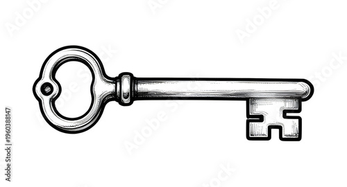 skeleton key, antique key, vintage key, old key, lock key, classic key, black white key, key illustration, metal key, security symbol, retro key, ornate key, historic key, key design, unlocking symbol