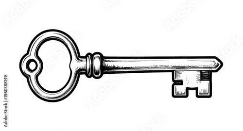 skeleton key, antique key, vintage key, old key, lock key, classic key, black white key, key illustration, metal key, security symbol, retro key, ornate key, historic key, key design, unlocking symbol