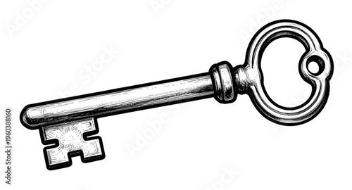 skeleton key, antique key, vintage key, old key, lock key, classic key, black white key, key illustration, metal key, security symbol, retro key, ornate key, historic key, key design, unlocking symbol