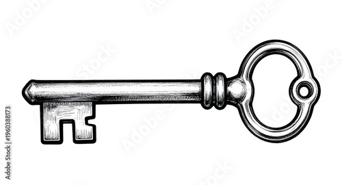 key, skeleton, antique, vintage, old, lock, unlock, metal, security, symbol, black, white, illustration, design, object, classic, element