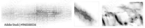 Black and white halftone dots forming gradient, vector, design element, print graphic, screen printing texture, digital art background.