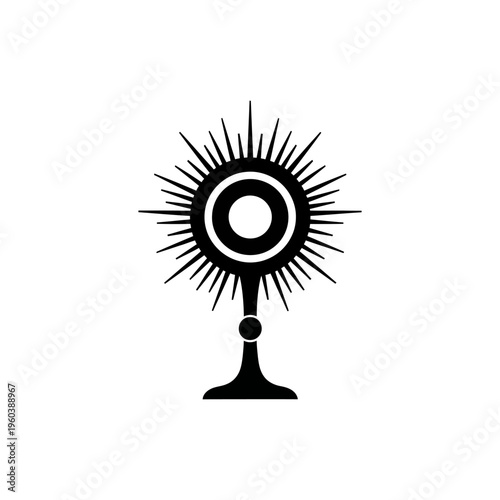 Monstrance Eucharist Adoration Symbol Vector Black White Religious Illustration