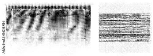 Vector halftone graphic featuring geometric dot gradients, digital art, texture, graphic design element, visual rhythm, typographic background, pixel art style.