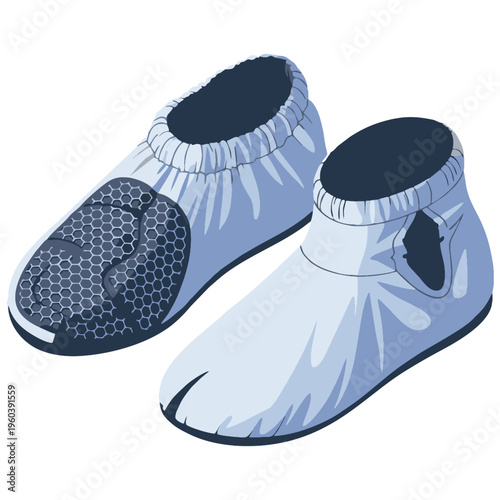 Shoe Cover Protective Disposable Tabi Style Footwear with Hexagonal Sole for Medical or Industrial Hygiene in a Cleanroom Environment