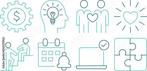 Startup Business Line Icon Set