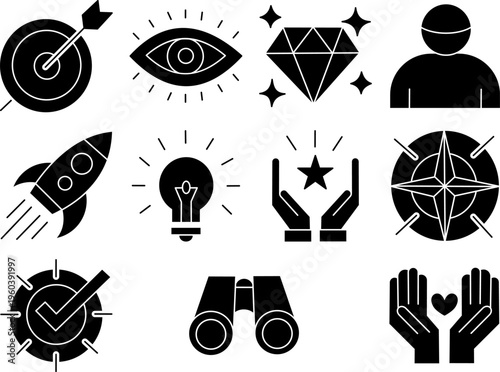 Business Target Solid Icon Set