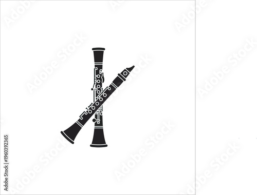 Clarinet Musical Instrument Icon Black Silhouette Design