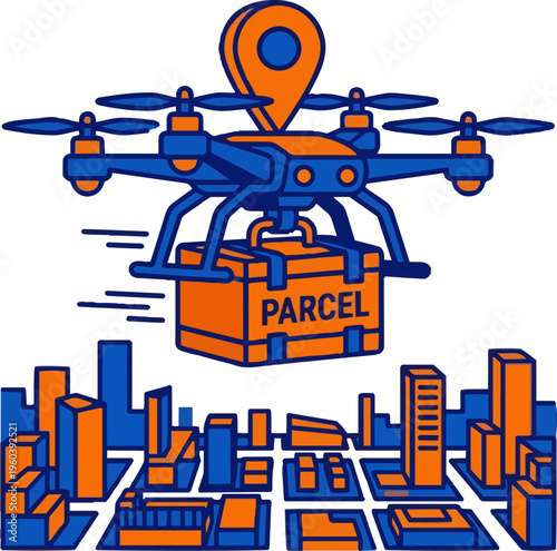 Minimalist Logistics Delivery Drone Illustration