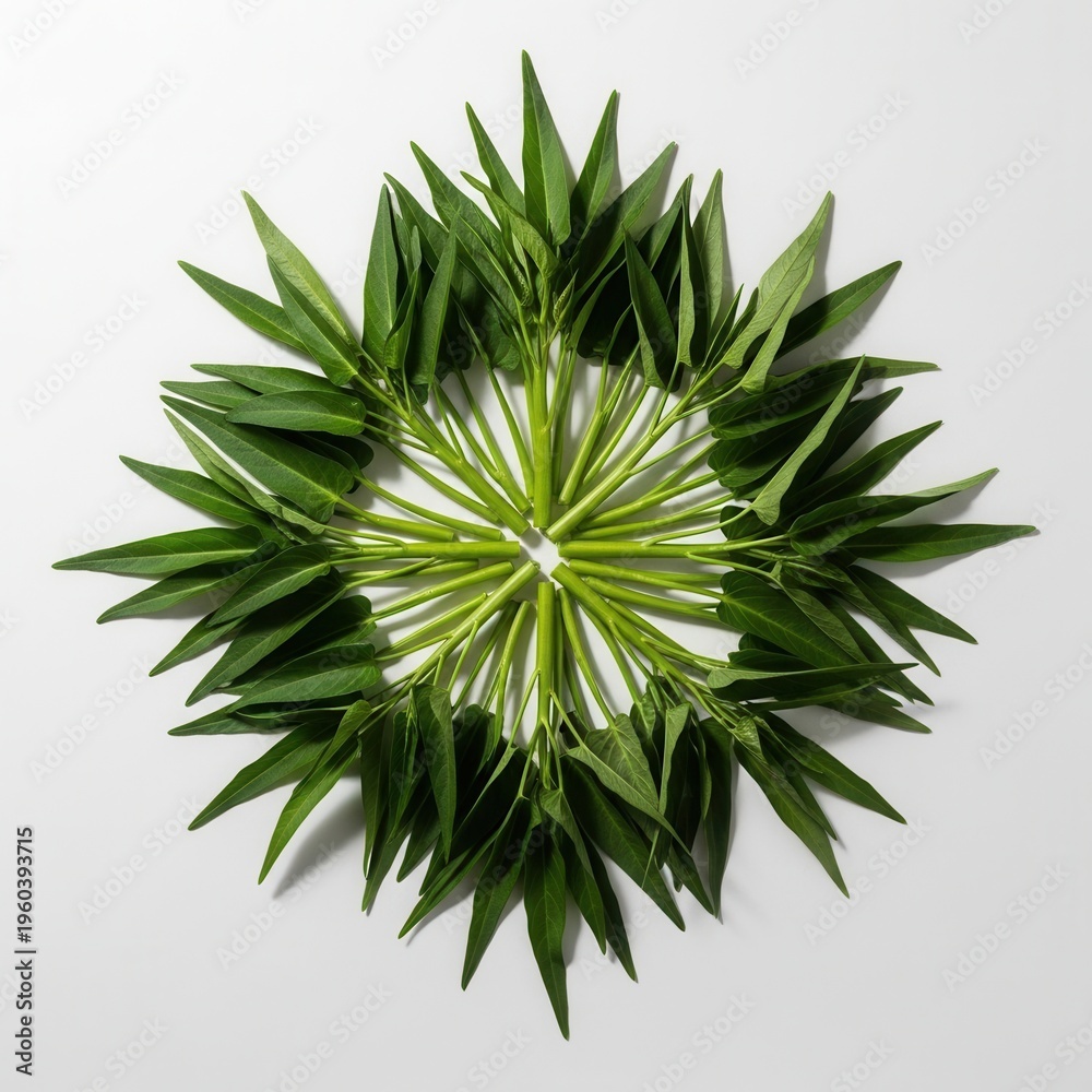 Fototapeta premium Abstract Green Leaf Starburst Arrangement Organic Nature Design