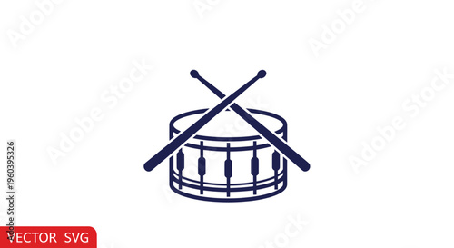 Drum and Drumsticks Icon - Vector Graphic Symbol for Music and Rhythm
