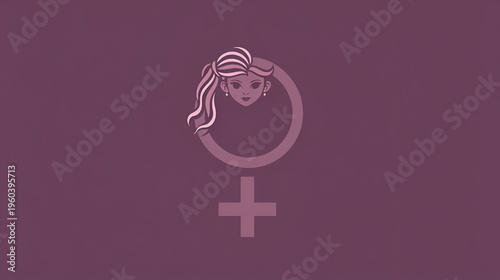 Strong female symbol icon in linear style
