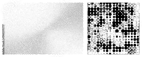 Vector graphic with halftone dot gradients and stochastic dot textures, design, graphic art, printmaking style, digital illustration, minimalist.
