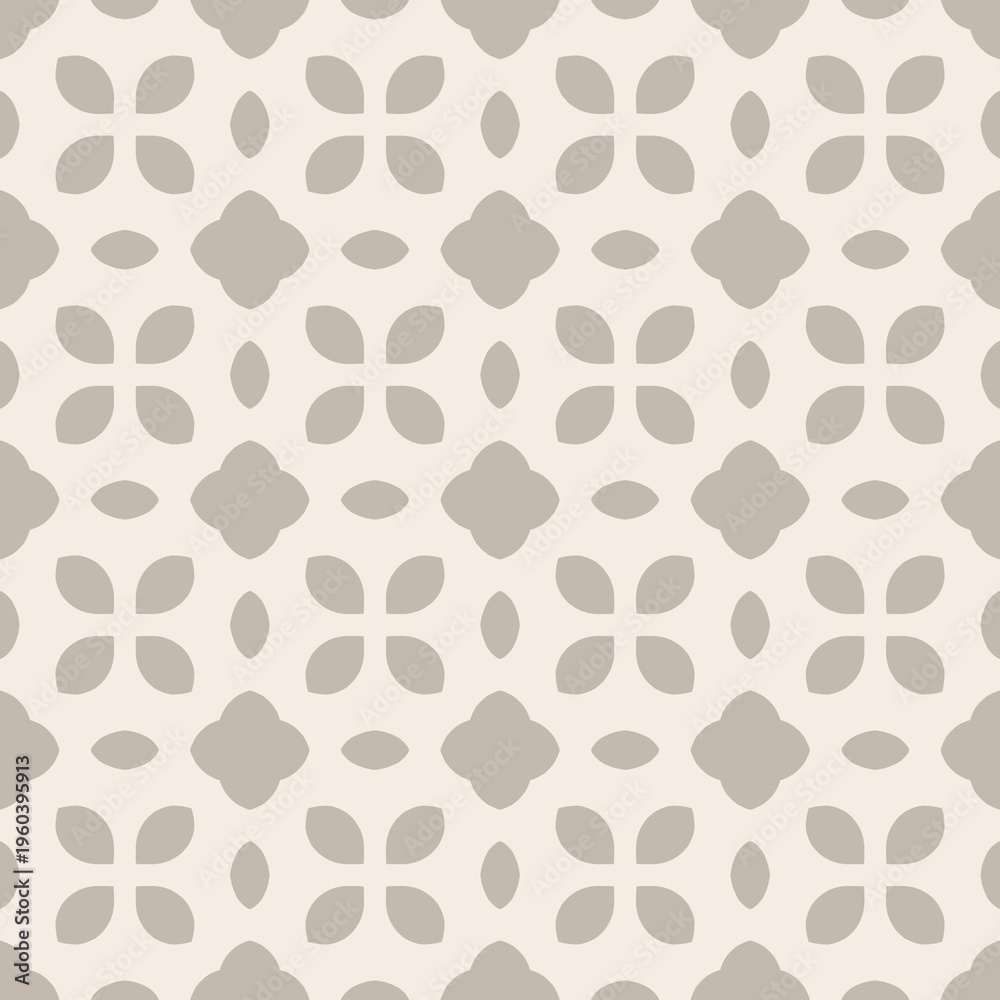 Fototapeta premium Seamless geometric pattern with abstract floral shapes in neutral tones