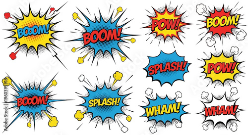 Explosion Comic Book Sound Effects - Boom, Pow, Splash, Wham