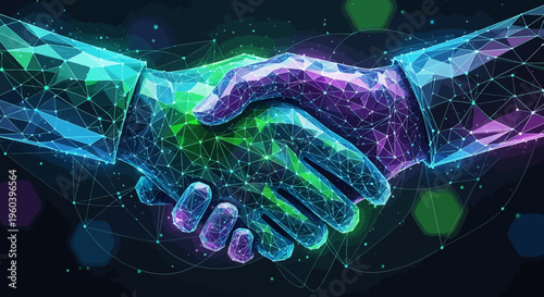 Digital handshake: Futuristic business partnership, technology and innovation concept