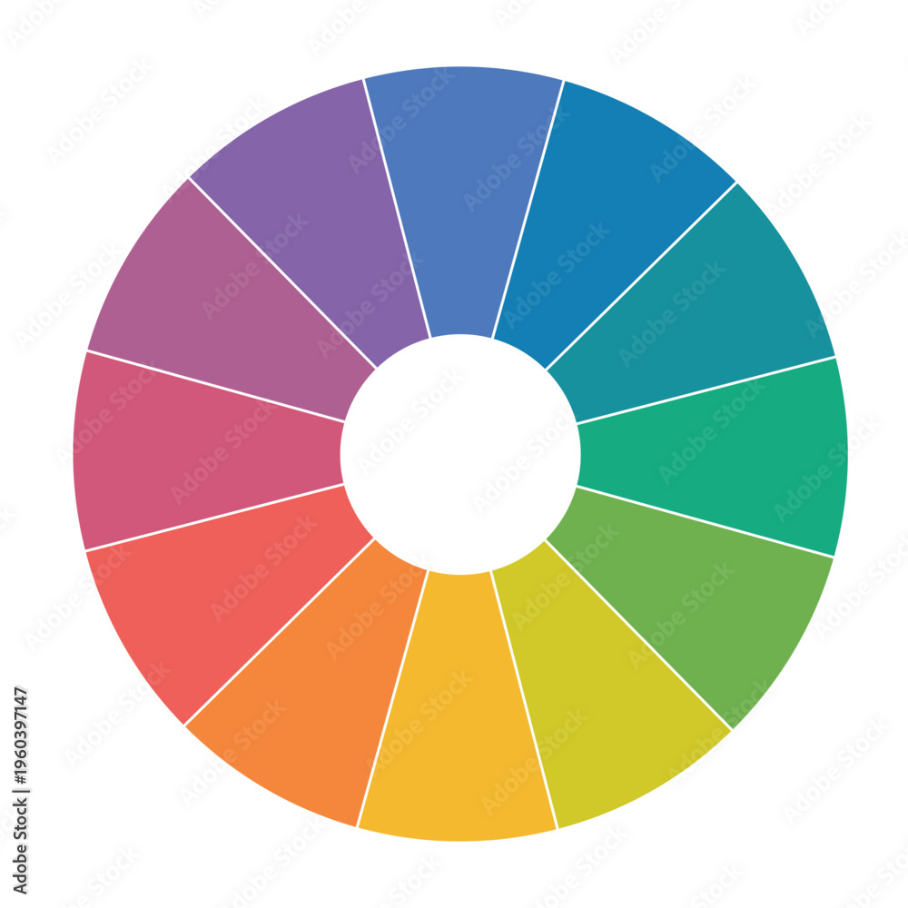 Obraz premium Circle infographic with circle center for color wheel theory