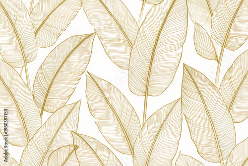 Golden leaf outlines grace a clean white background