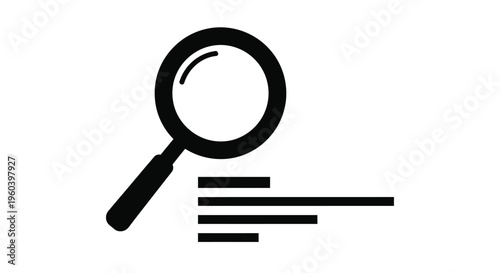 Magnifying glass icon, search symbol, vector illustration, black and white design element