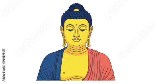 Buddha Statue Portrait, Enlightenment, Buddhism, Meditation, Serenity, Asian Culture Icon