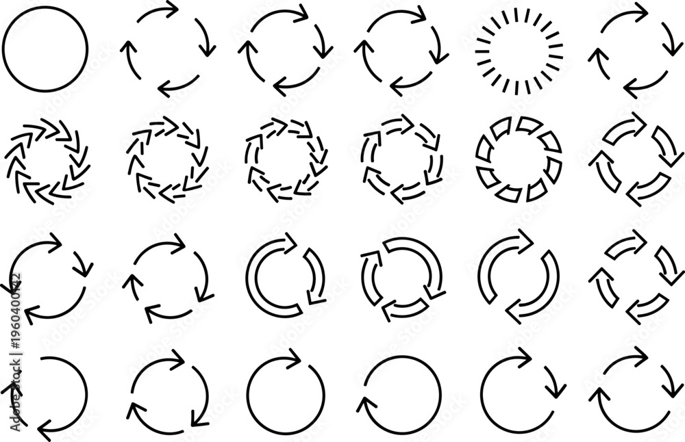 Obraz premium Circular arrow icon vector illustration with decorative design, elegant refresh artwork, creative loading composition, ornamental background pattern
