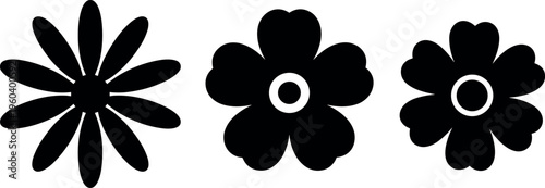 Flower silhouette vector illustration with decorative design, elegant botanical artwork, creative floral composition, ornamental background pattern