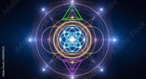 Sacred Geometry Symbol, Cosmic Energy, Spiritual Enlightenment, Mystical Mandala