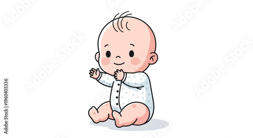 Adorable Baby Illustration, Cheerful Newborn with Sparkling Eyes and Chubby Cheeks, A Symbol of Innocence and New Beginnings