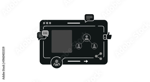 Smart home control panel in minimalist black and white design with sleek modern lighting for smart home automation isolated on white background