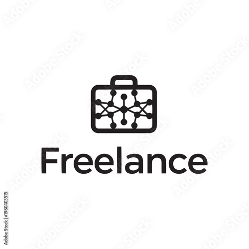 Minimalist Freelance Logo with Network Briefcase Icon for Business