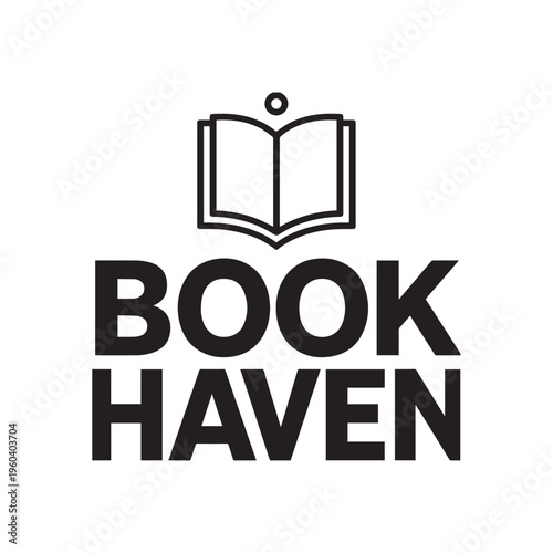 Modern Book Haven Logo With Abstract Person Reading a Book Icon